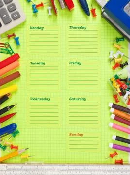 School schedule for the week Stock Photos
