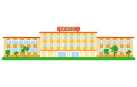 School, school icon, realistic school building. Vector, designer Stock Illustration