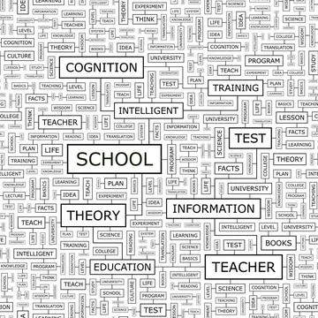 SCHOOL SCHOOL. Seamless pattern. Word cloud illustration. Copyright: xZoon... Stock Photos