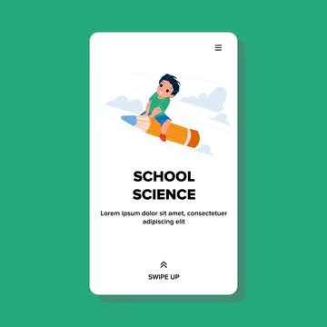 School Science Lesson Studying Schoolboy Vector 스톡 일러스트