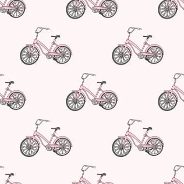 School Seamless Pattern Color Vector Illustration BICYCLE Stock Illustration