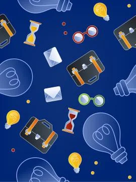 School seamless pattern on dark blue background. Vector illustration. Stock Illustration