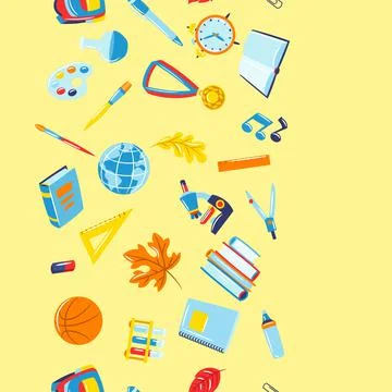 School seamless pattern with education items. Supplies and stationery background 스톡 일러스트