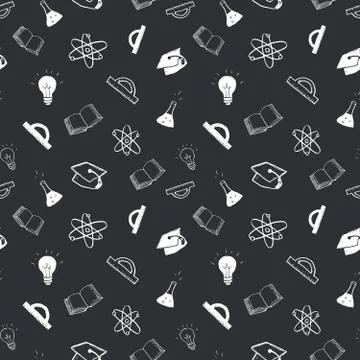 School seamless pattern Hand Drawn Doodles, Vector Illustration Illustrazione stock