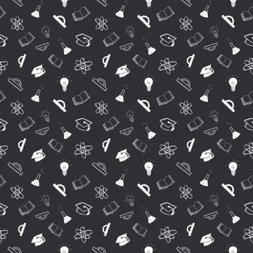 School seamless pattern Hand Drawn Doodles, Vector Illustration Illustrazione stock