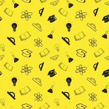 School seamless pattern Hand Drawn Doodles, Vector Illustration Stock Illustration
