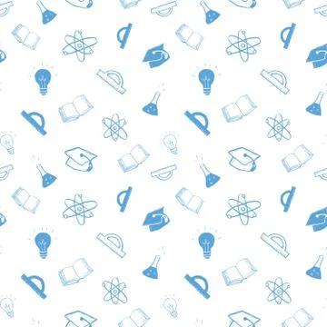 School seamless pattern Hand Drawn Doodles, Vector Illustration 스톡 일러스트
