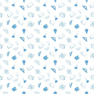 School seamless pattern Hand Drawn Doodles, Vector Illustration Illustrazione stock