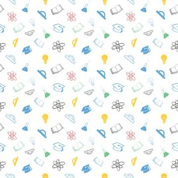School seamless pattern Hand Drawn Doodles, Vector Illustration 스톡 일러스트