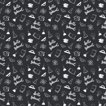 School seamless pattern Hand Drawn Doodles, Vector Illustration 스톡 일러스트