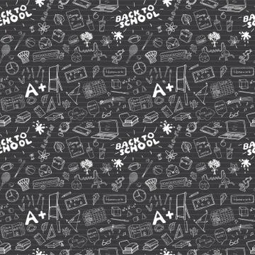 School seamless pattern HandDrawn Doodles, Vector Illustration Illustrazione stock