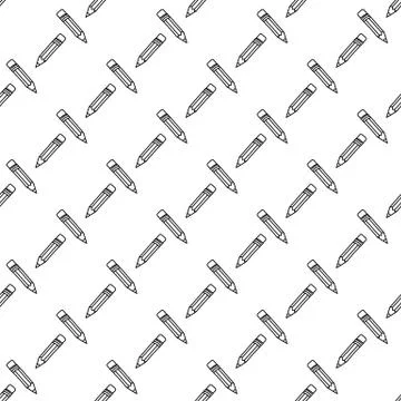 School Seamless Pattern Vector Illustration PENCILS WHITE Stock Illustration