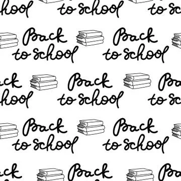 School Seamless Pattern Vector Illustration BOOKS WHITE Stock Illustration