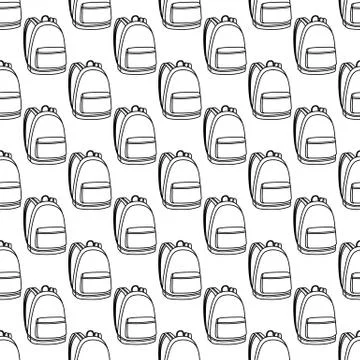 School Seamless Pattern Vector Illustration SCHOOL BAG WHITE Stock Illustration