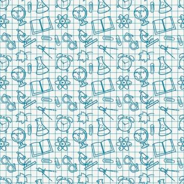 School seamless patterns. Vector background. Illustrazione stock
