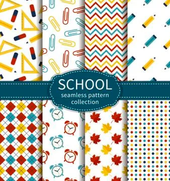 School seamless patterns. Vector set. Stockillustratie