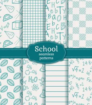 School seamless patterns. Vector set. 스톡 일러스트