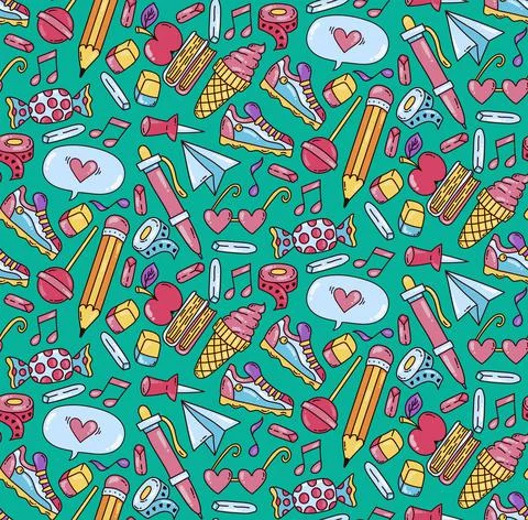 School seamless vector pattern Stock Illustration