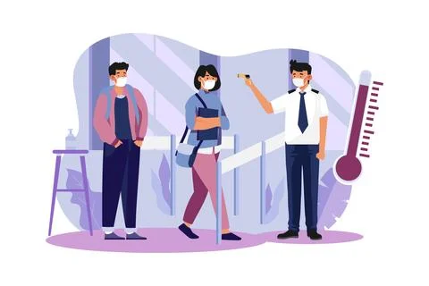 School security temperature check Illustration concept on white background Stock Illustration
