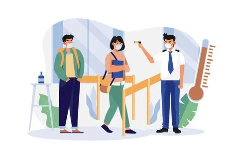 School Security Temperature Check Illustration concept on white background Stock Illustration