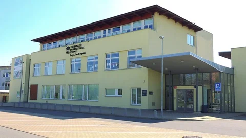 A school in a serene area on a sunny day Stock Footage