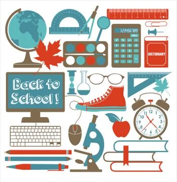 School set background. Design element. Set of icon education. Stock Illustration