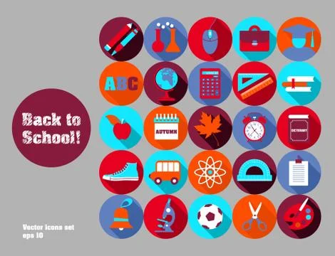 School set background. Design element. Set of icon education. Stock Illustration