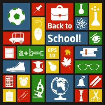 School set background. Design element. Set of icon education. Stock Illustration