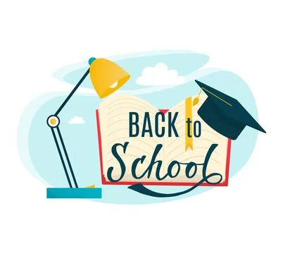 School set, book for student education back to school sign, vector illustration Stock Illustration