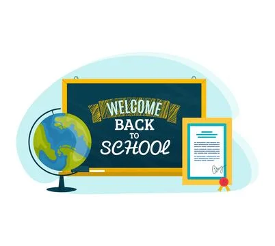 School set, book for student education back to school sign, vector illustration Stock Illustration