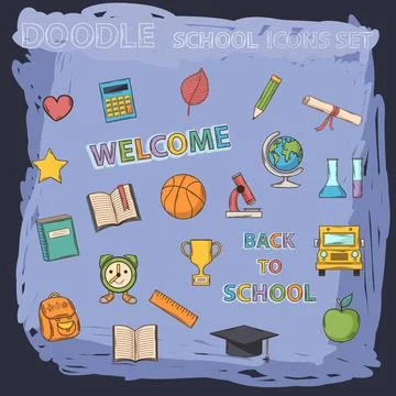 School set School doodle set with different thematic elements Copyright: x... Stock Photos