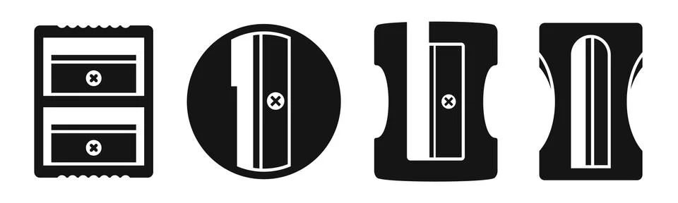 School sharpener icon set, simple style Stock Illustration