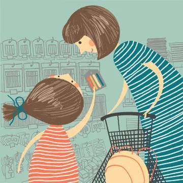 School Shopping Stock Illustration