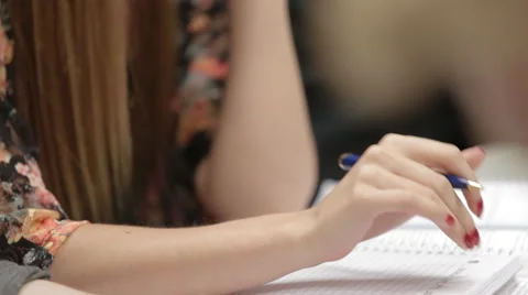 School Shots - fidgeting student in class - Girl 스톡 동영상 54593055