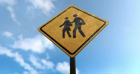 School Sign in a 3D animation Stock Footage 251147470