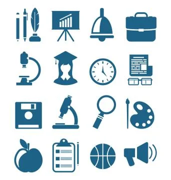 School Simple Icons Stock Illustration