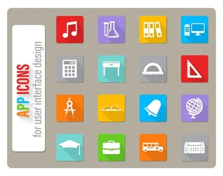 School simply icons Stock Illustration