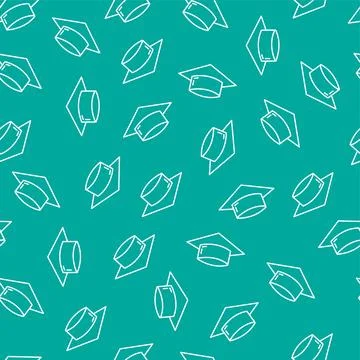 School sketch seamless pattern. Cute student hat in line art Stock Illustration