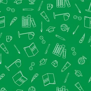 School sketch seamless pattern. Cute endless white elements on vector Illustrazione stock