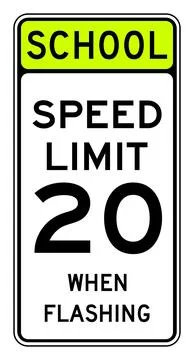 School speed limit 20 when flashing sign, S5-1, US road sign Stock Illustration