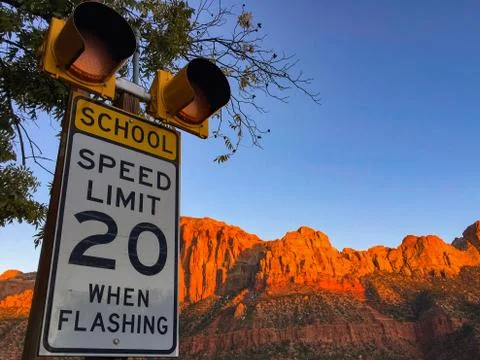 School speed limit. Stock Photos