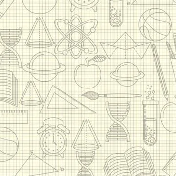 School squared sheet with differents elements Stock Illustration