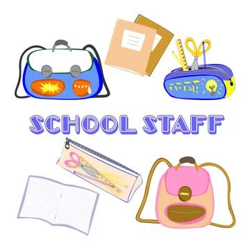 School staff vector set of elements. Educational clipart collection. Illustrazione stock