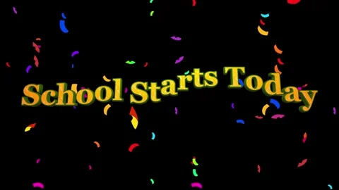 School starts today text animation. Back to school celebration with falling 스톡 동영상 340250629