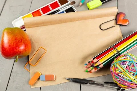 School stationery close-up Stock Photos