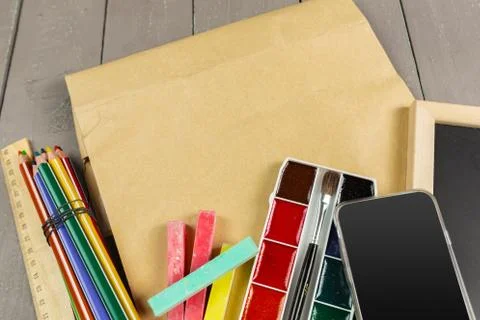 School stationery close-up Stock Photos