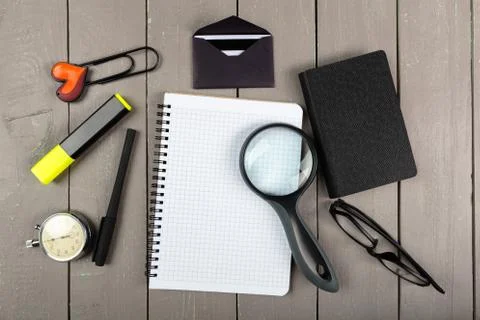 School stationery close-up Stock Photos