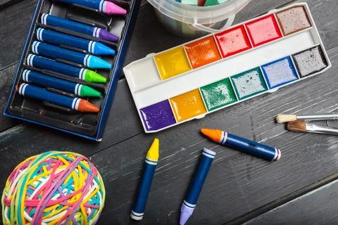 School stationery close-up 库存照片