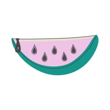 School stationery, cute pencil case. Watermelon design zippered cosmetic bag. Stock Illustration