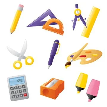 School stationery Stock Illustration